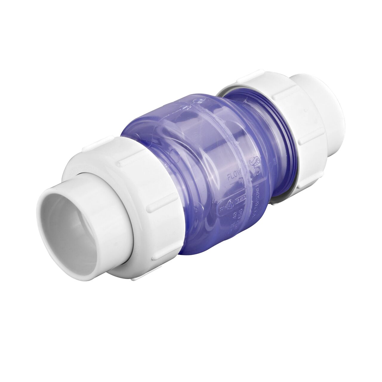 Alternate end of the NDS Clear 2 in. IPS U X U PVC True Union Swing Check Valve (NDS 1720C20)