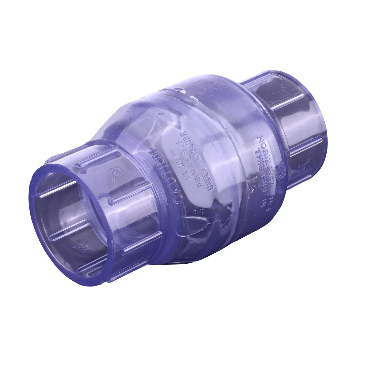NDS Clear 1-1/2 in. slip end by slip end leak-resistant PVC Swing Check Valve (NDS 1520C15) conveys water one-way through pipe and prevents backflow