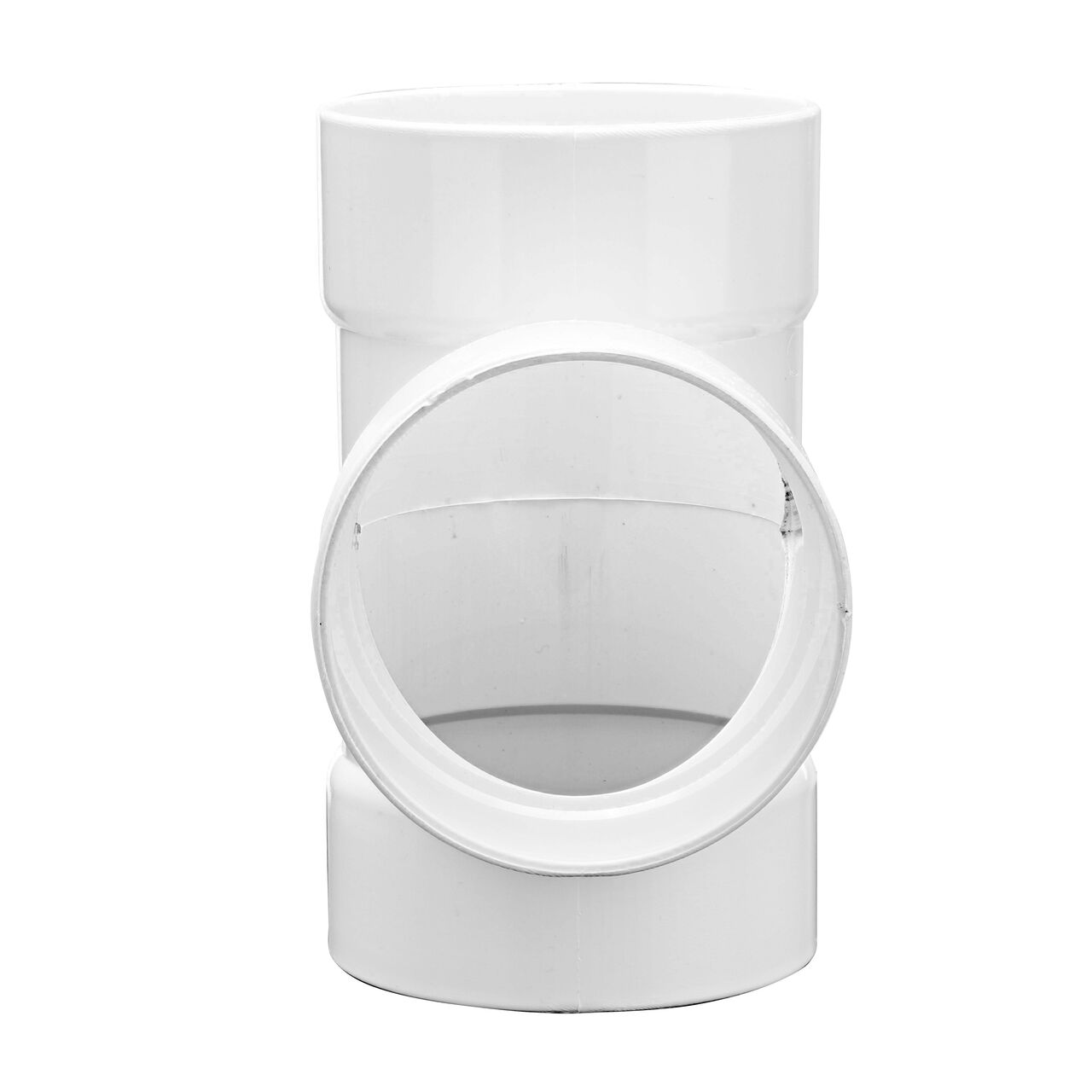 Vertical front view of the NDS 4 in. PVC Sewer and Drain Tee (NDS 4P01*, NDS 4P01)