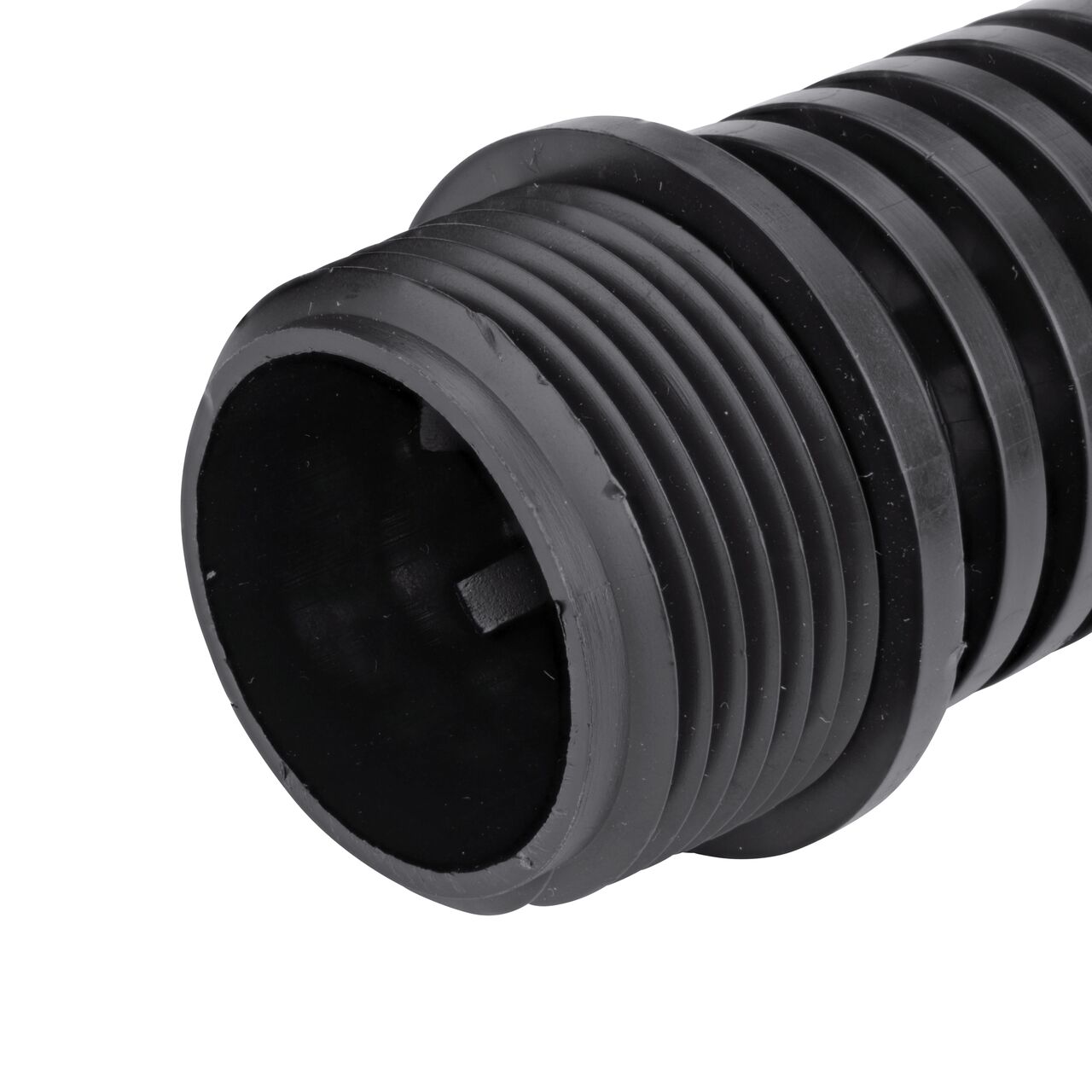 Closeup view of threaded end of the NDS 1 in. IPS 100 Mesh Foot Valve Screen (NDS 1800-10) which connects to the FPT end of a 3/4 in. foot valve