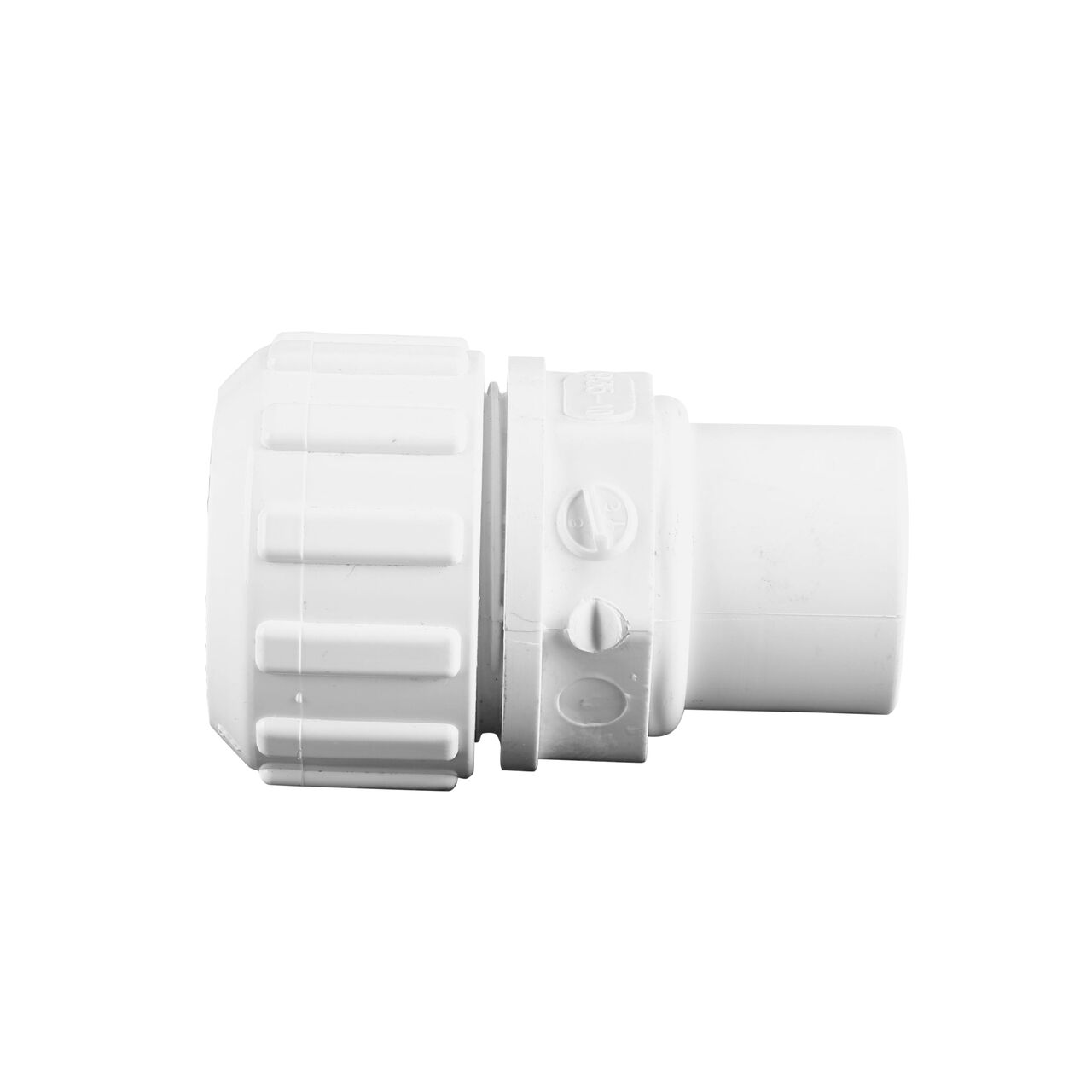Side View of the NDS 1 in. CTS FPT X IPS Spigot Flo-Lock™ Gripper Adapter (NDS 935-10) which transports water through pipes and can withstand 200 PSI Static Pressure