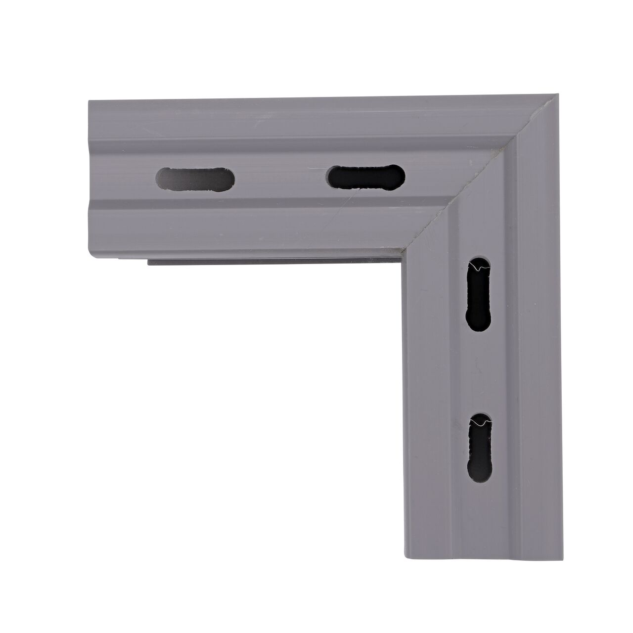 Top Down view of the Gray Micro Channel Drain 90 degree elbow and inegrated grate (NDS 8383)