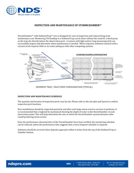 NDS StormChamber® Systems Inspection and Maintenance Guide