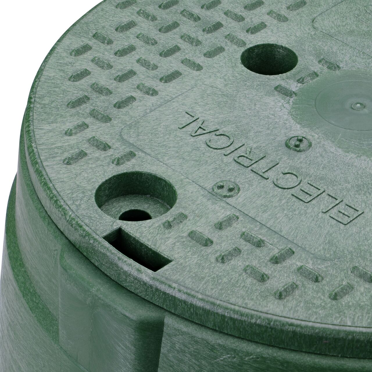 The valve box lid securely in place on the NDS 10 in. Round Standard Series Green Box and Green Electrical Cover (NDS 112BCE) keeping components protected against the elements, foot traffic, lawn care equipment, and potential vandalism while keeping them out of sight