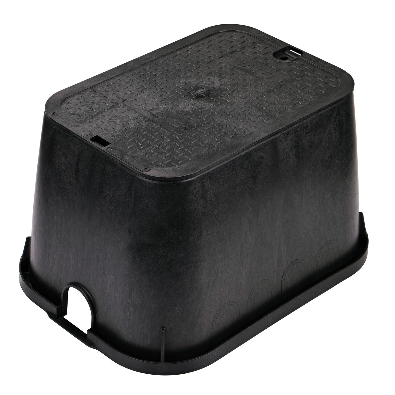 The NDS 14 x 19 in. Rectangular Black Valve Box and Black Overlapping Cover with Recycled Water markings on the lid (NDS 113BCW) protect underground irrigation and sprinkler system components and keep them out of sight