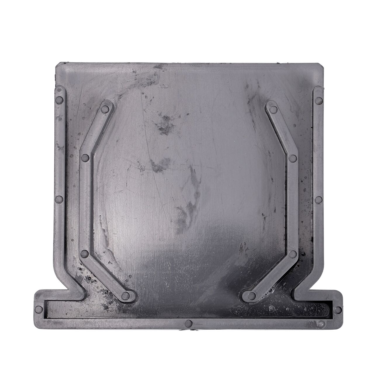 Top down view of the NDS Gray Mini Channel™ Drain End Cap (NDS 547, NDS 547*)