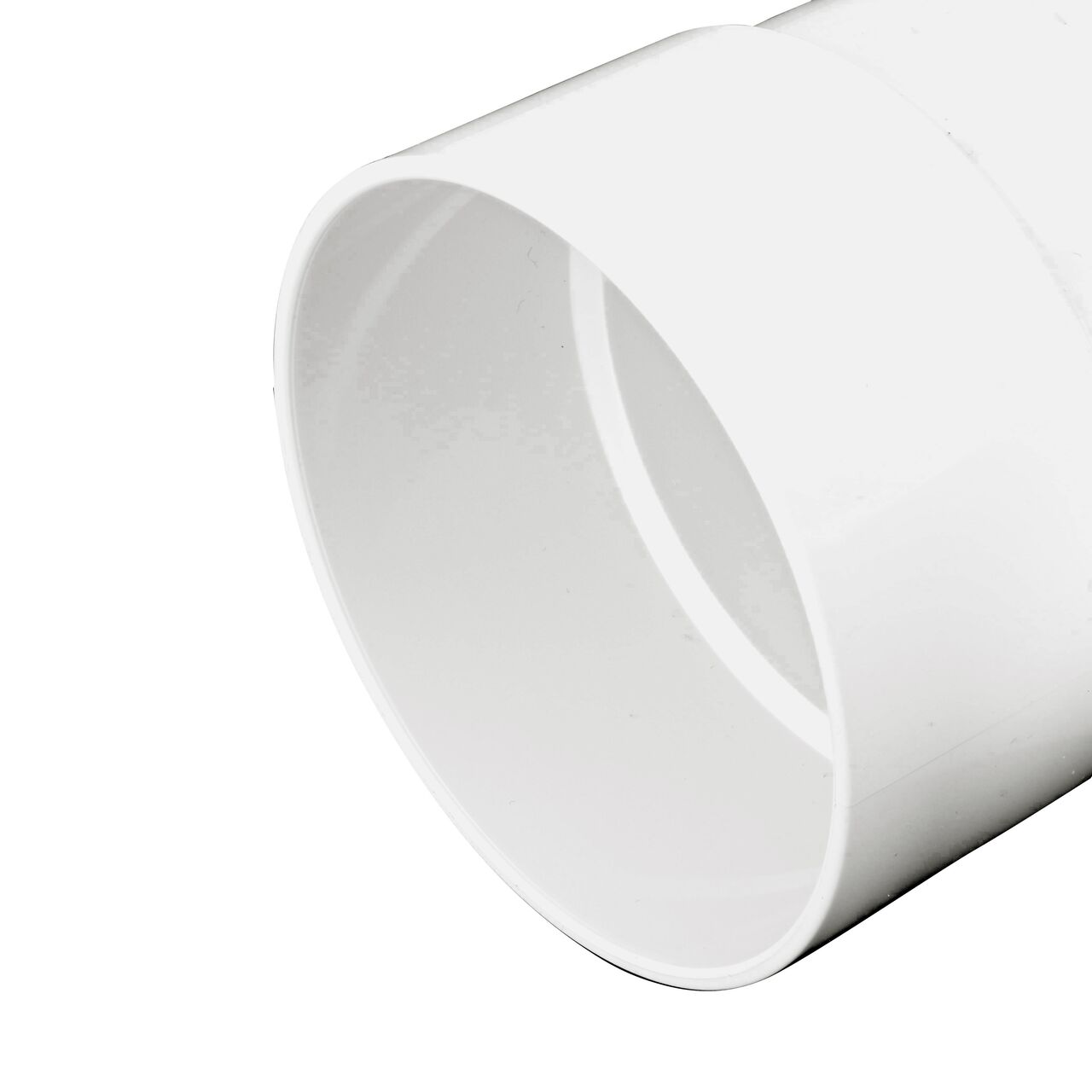 Close up of one hub of the NDS 3 in. PVC Sewer and Drain 45° Wye (NDS 3P08*, NDS 3P08)