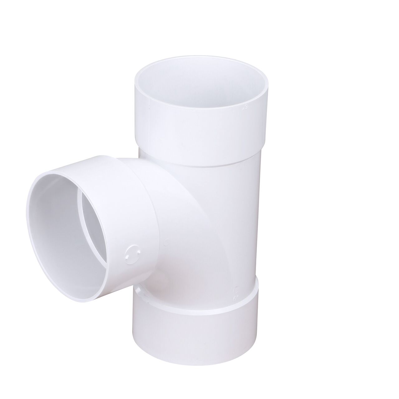PVC sanitary tee for 6 in. Sewer and Drain pipes; Hub X Hub X Hub connection (NDS 6P09)