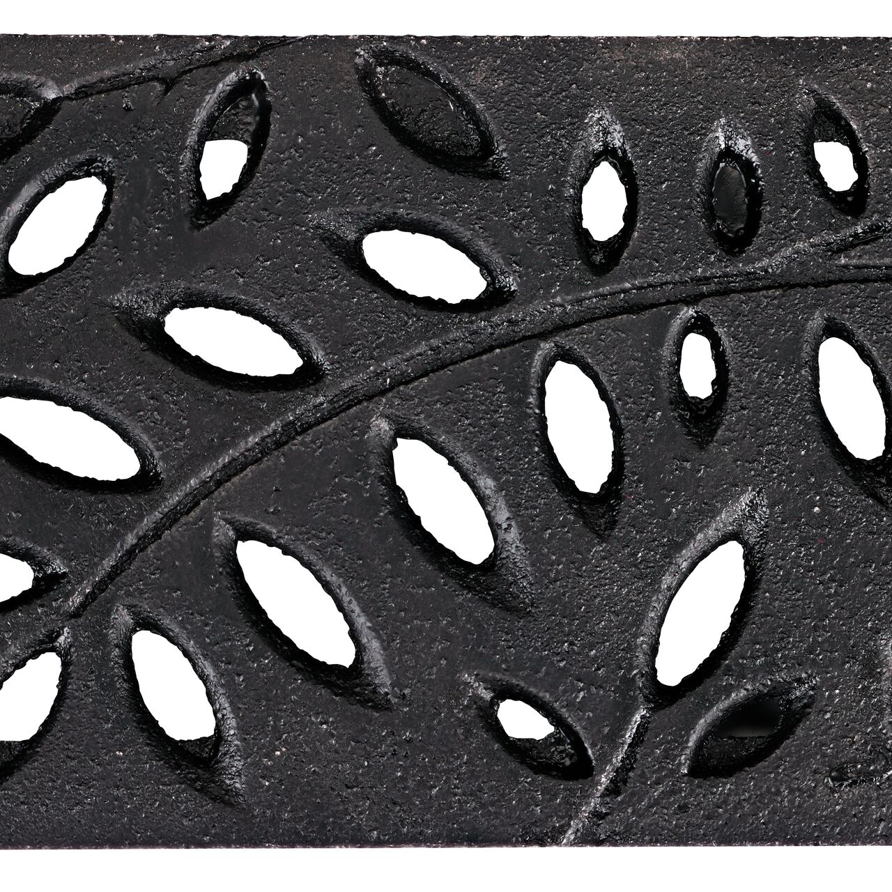 Top down view of the Decorative Botanical Cast Iron Mini Channel™ Drain Grate (NDS 554CI)