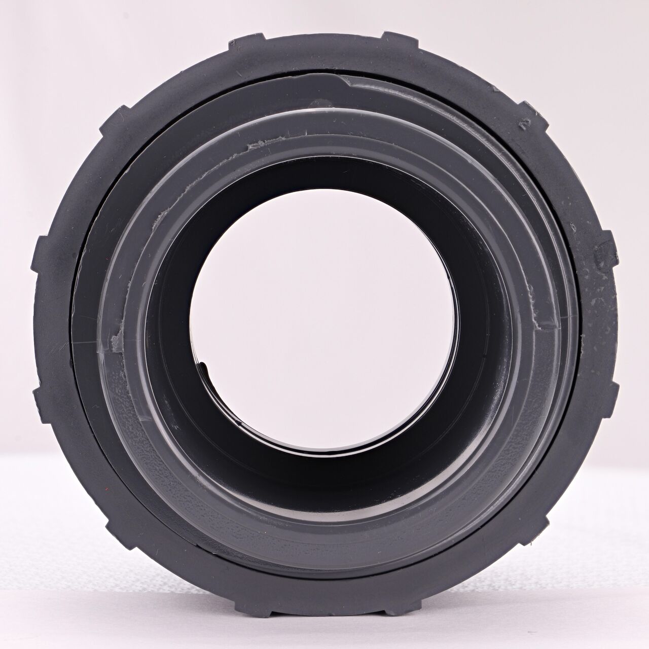 The inside of the NDS 2 in. PVC Union which allows water to flow through while preventing leaks and made of durable PVC plastic (NDS U-2000-S)