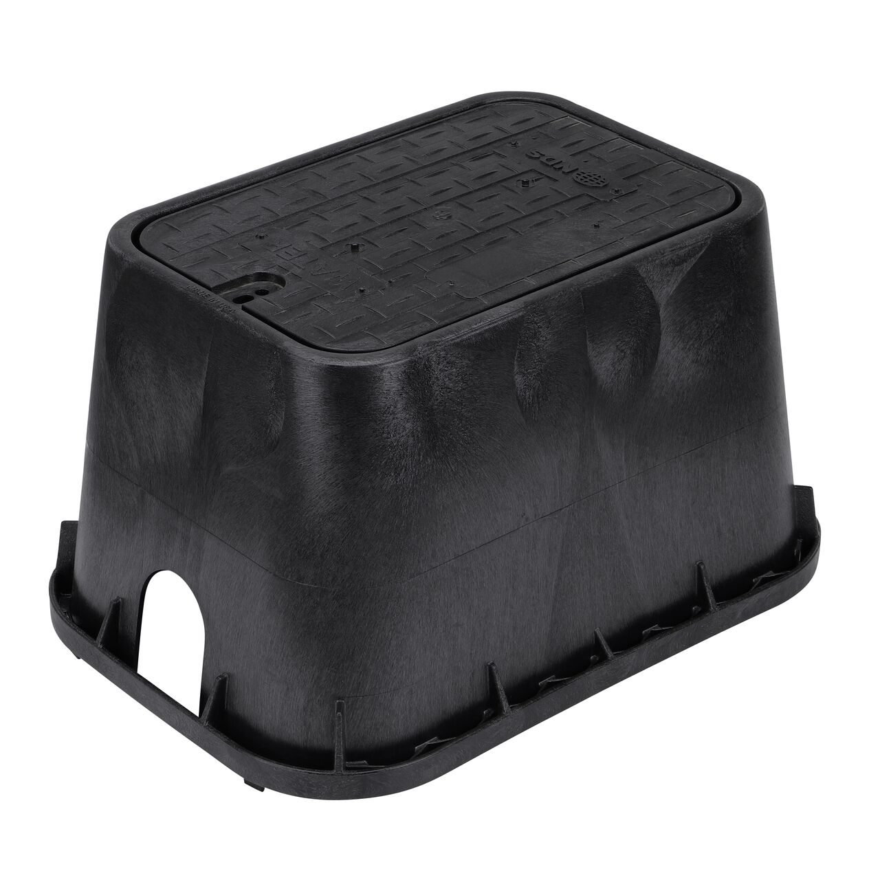 The durable Black plastic 14 in. X 19 in. Rectangular Standard Series Valve Box (NDS 113BCDW) has a height of 12 in. and is engineered for superior strength with structural reinforcing ribs