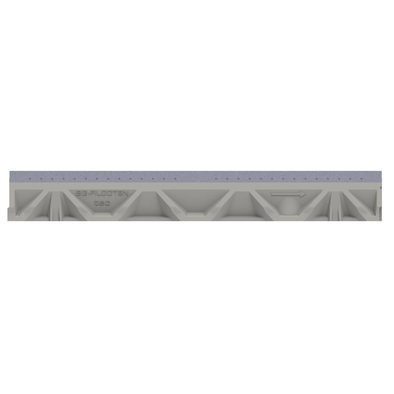 Side view of the BG-FILCOTEN® by NDS® tec V/E 100 Trench Drain 0 Channel (NDS 10410200)
