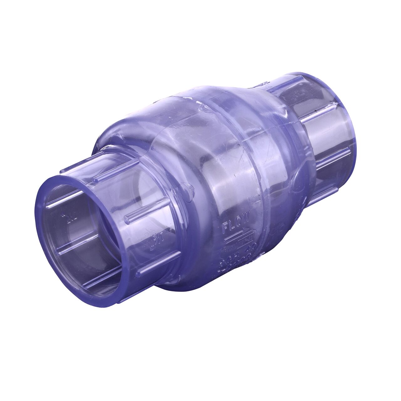 Alternate direction of the NDS Clear 1-1/2 in. slip end by slip end PVC Swing Check Valve (NDS 1520C15). Water is conveyed one-way through the valve when the flap opens.