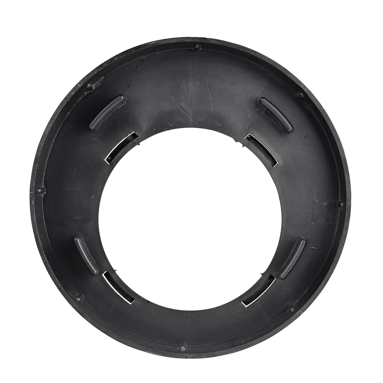 Backside view of the NDS Offset Outlet Adapter that connects to a 8 in. drain pipe (NDS 1889)