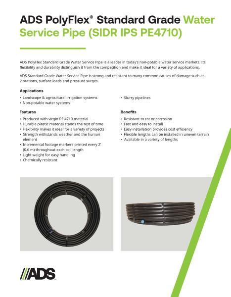 ADS PolyFlex Standard Grade Water Service Pipe (SIDR IPS PE4710)