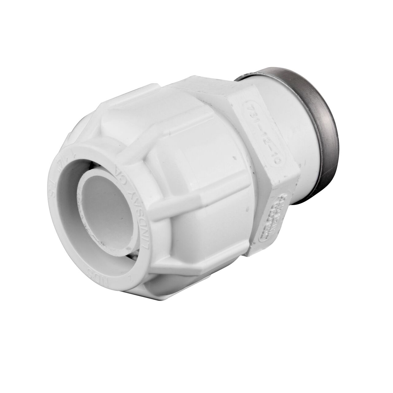 The NDS 1 in. SDR-9 CTS X 1 1/4 in. FPT Flo-Lock™ Gripper Adapter provides a leak-resistant connection between pipes (NDS 731-12-10)