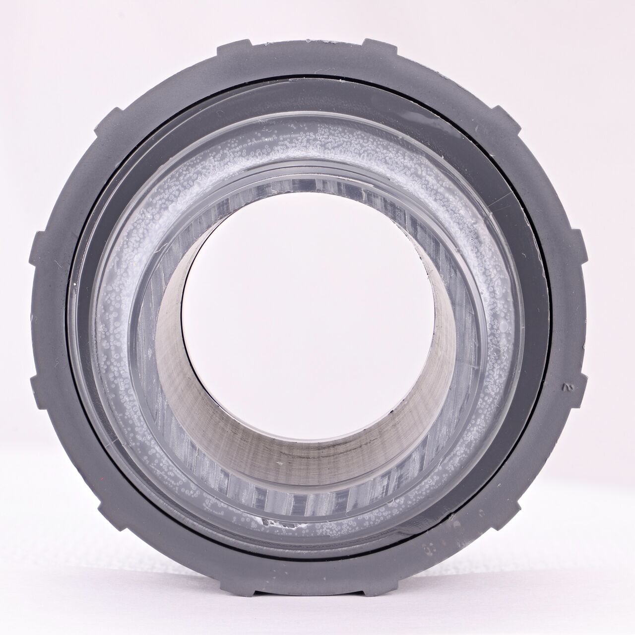 The inside of the slip NDS 2 in. PVC Union which allows water to flow through while preventing leaks and made of durable PVC plastic (NDS U-2000-SM)