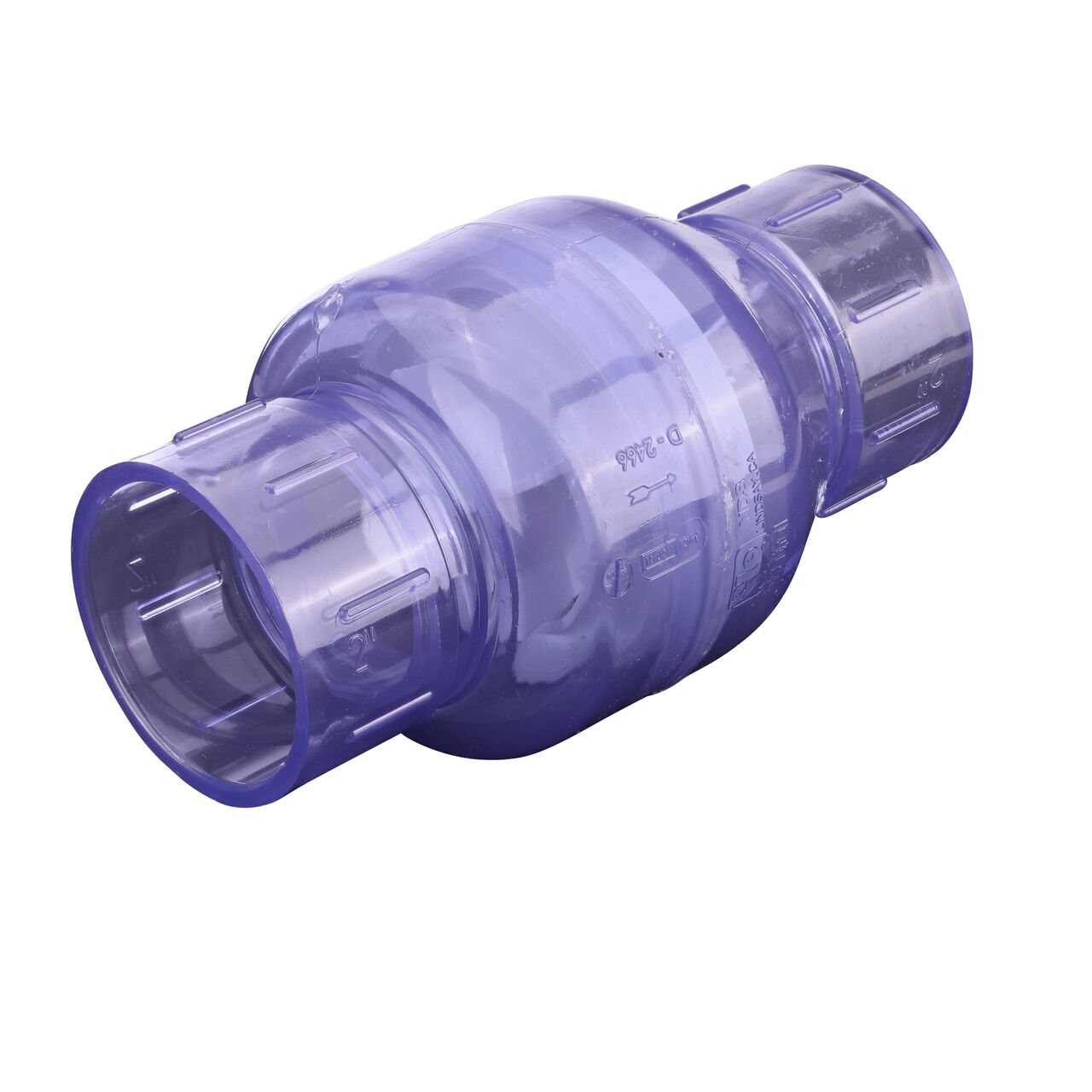 Alternate view of the NDS Clear 2 in. slip end by slip end PVC Spring Check Valve (NDS 1011C20)