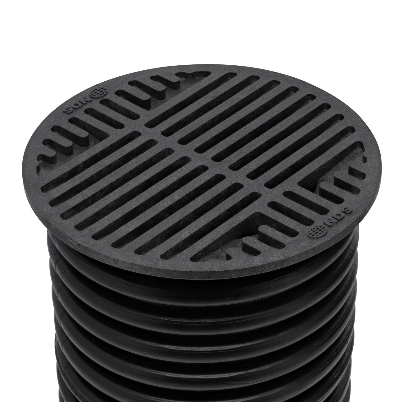 NDS 8 in. Round Grate installed on 6 in. Single-Wall Corrugated Pipe (NDS 10*, NDS 10)