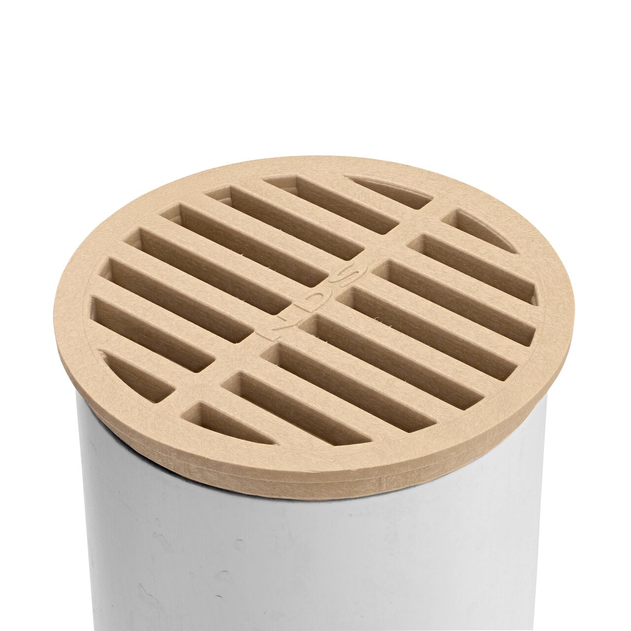 NDS Sand 4 in. Round Grate attached to a 4 in. Sewer and Drain Pipe (NDS 13S )