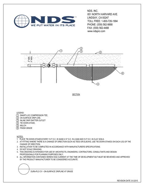 NDS Dura Flo™ Check Valve Dripline At Grade Installation Detail