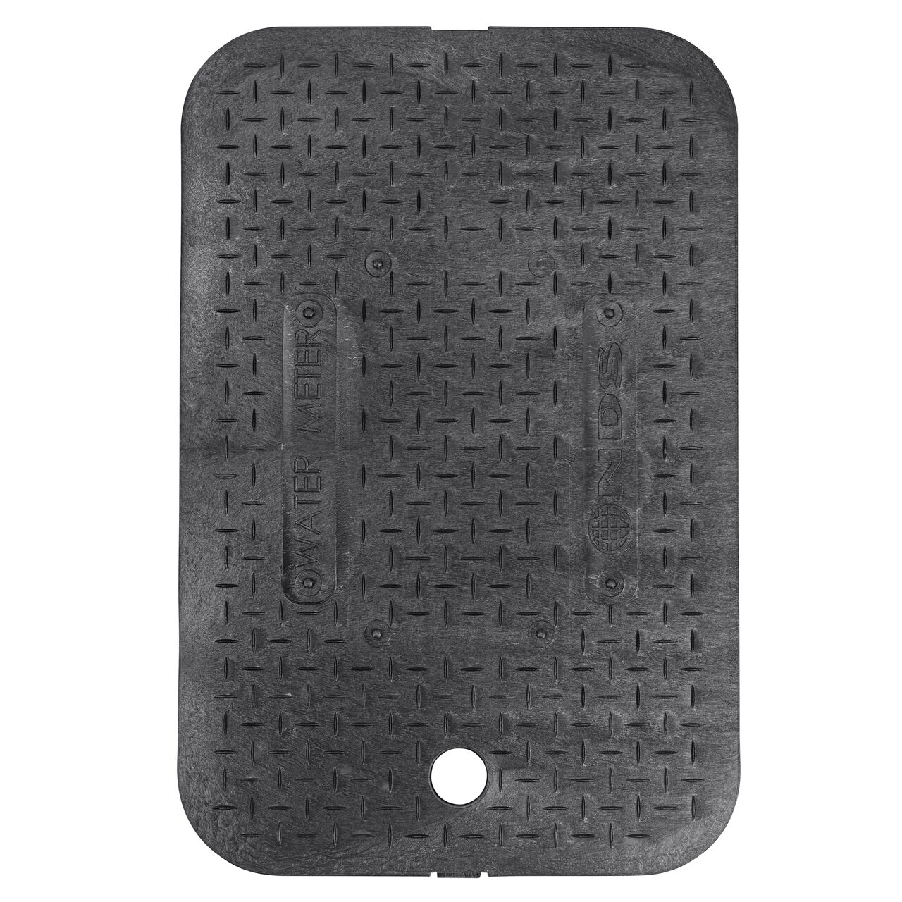 Top down view of the top side of the Black Water Meter Drop-in cover (NDS D1200-DISBL) for the NDS 14 X 19 in. Rectangular Standard Series Meter Boxes