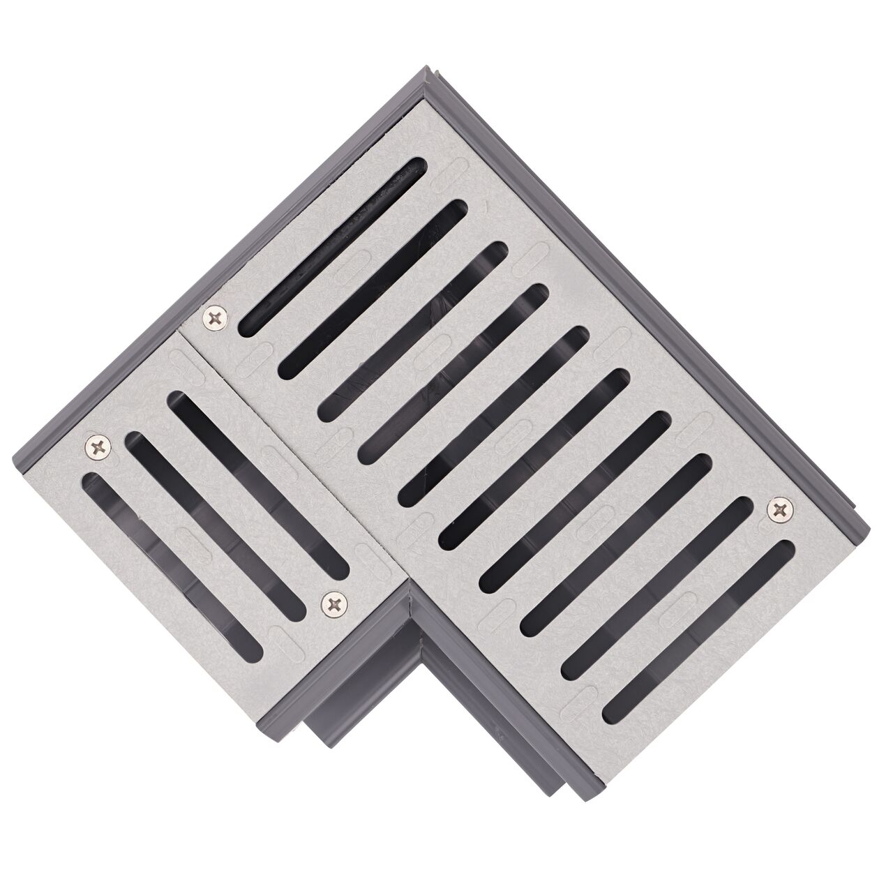 Top down view of grate shape and design of the Spee-D® Channel Drain 90° Elbow and Grate (NDS 2381, 2381*)
