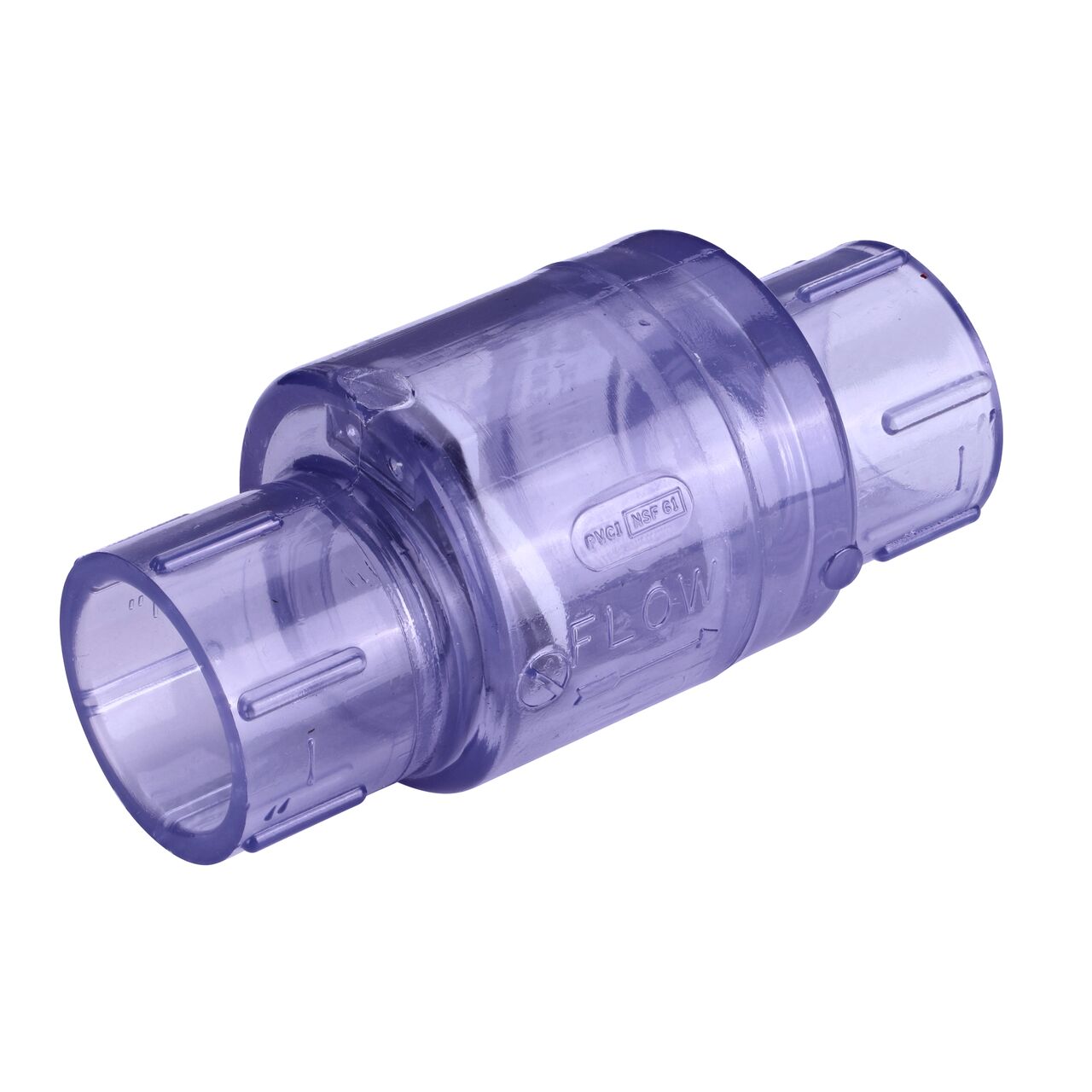 NDS Clear 1 in. slip end by slip end leak-resistant PVC Swing Check Valve (NDS 1520C10) conveys water one-way through pipe and prevents backflow