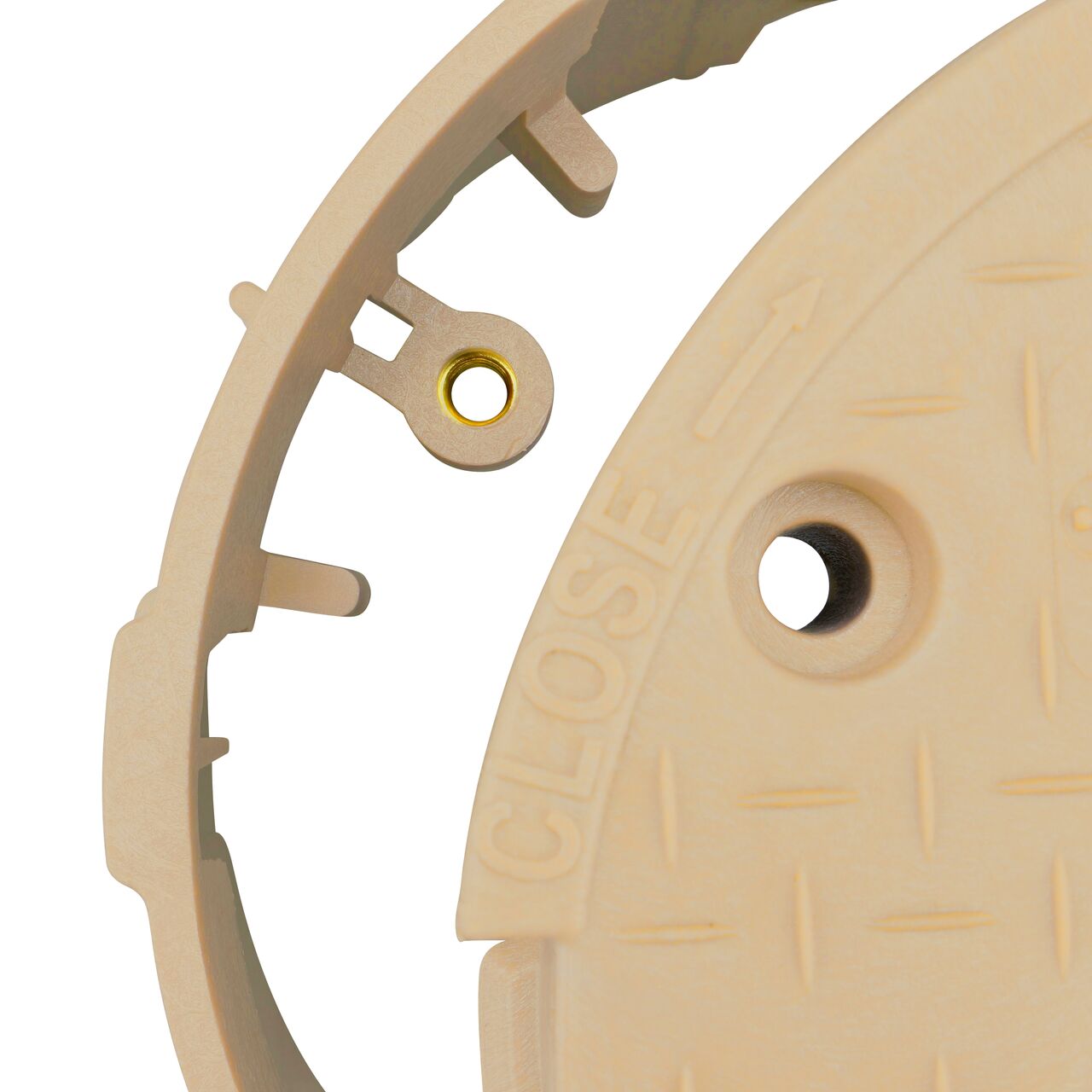 The valve box lid securely in place on the NDS 10 in. Round Pro-Spec® Series Sand Box and Sand Irrigation Control Valve Cover (NDS 312BCSAND) keeping components protected against the elements, foot traffic, lawn care equipment, and potential vandalism while keeping them out of sight