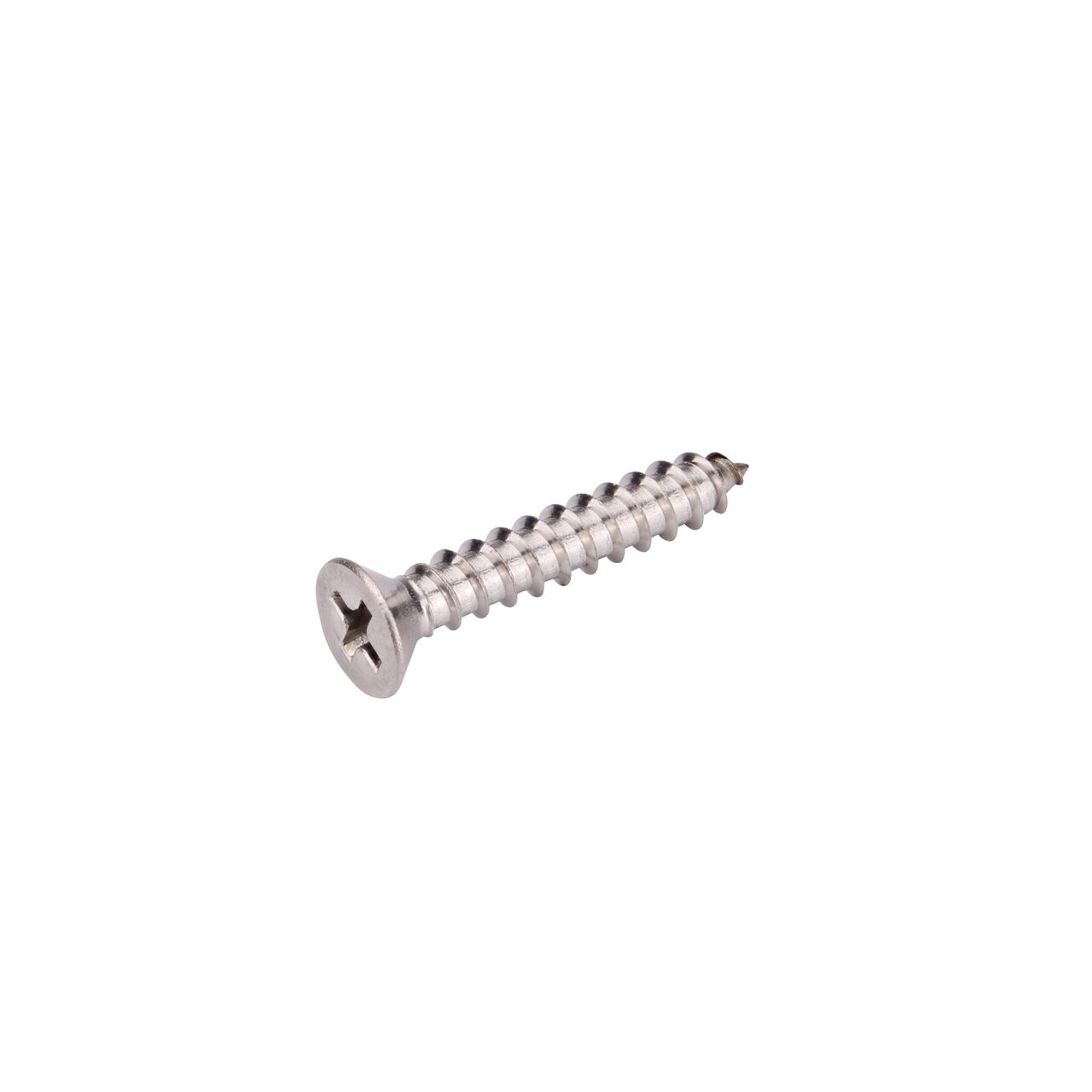 The stainless steel #8 X 1 in. Phillips Flat Head Screw; drives into pilot holes in drain grate seat to secure them(NDS 229)
