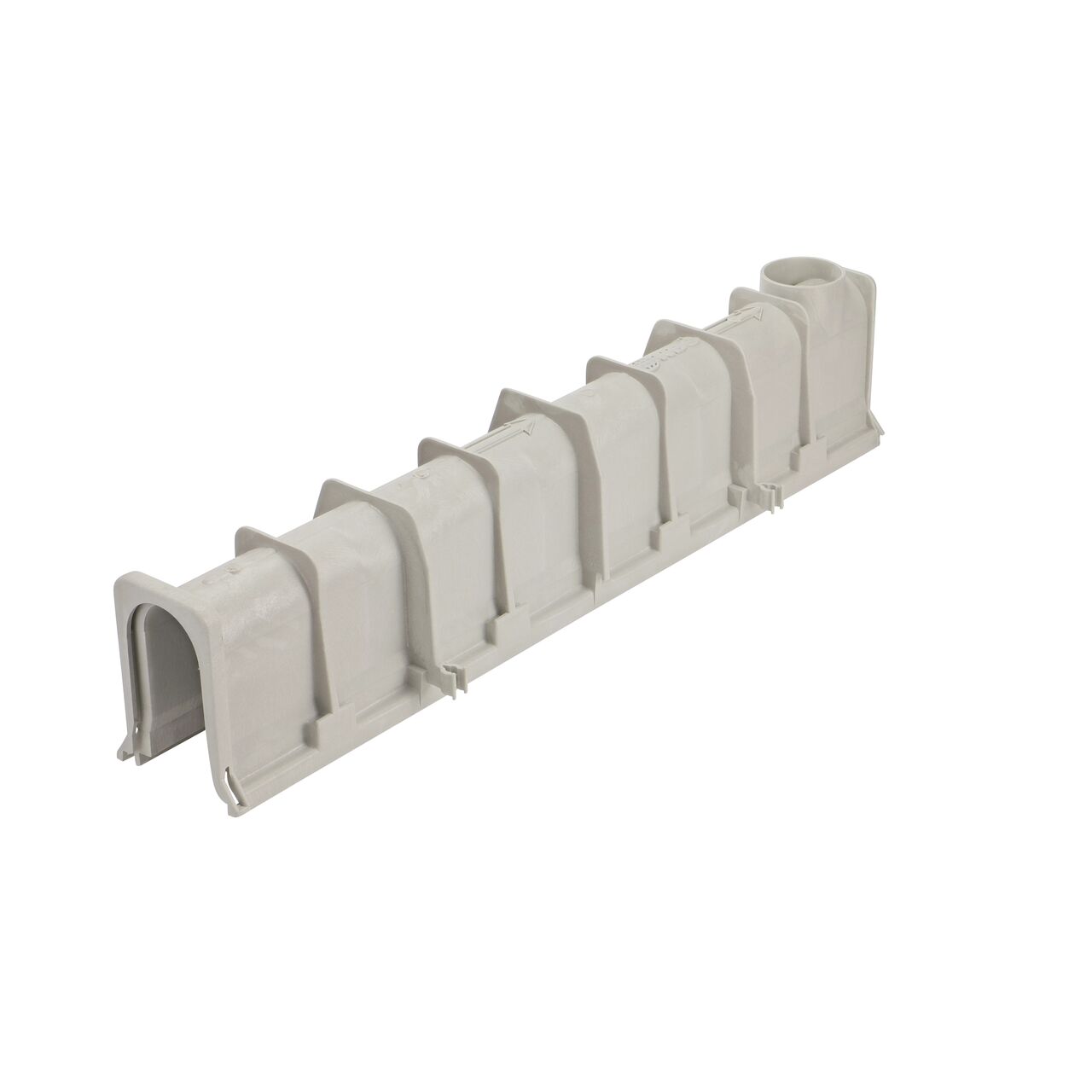 Bottom shot of the NDS 8.37 in. Deep Dura Slope Channel Drain (NDS DS-103N) shows bottom outlet