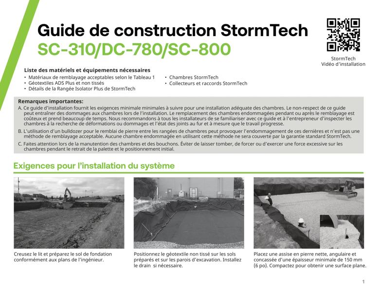 SC/DC StormTech Chamber Installation Guide French