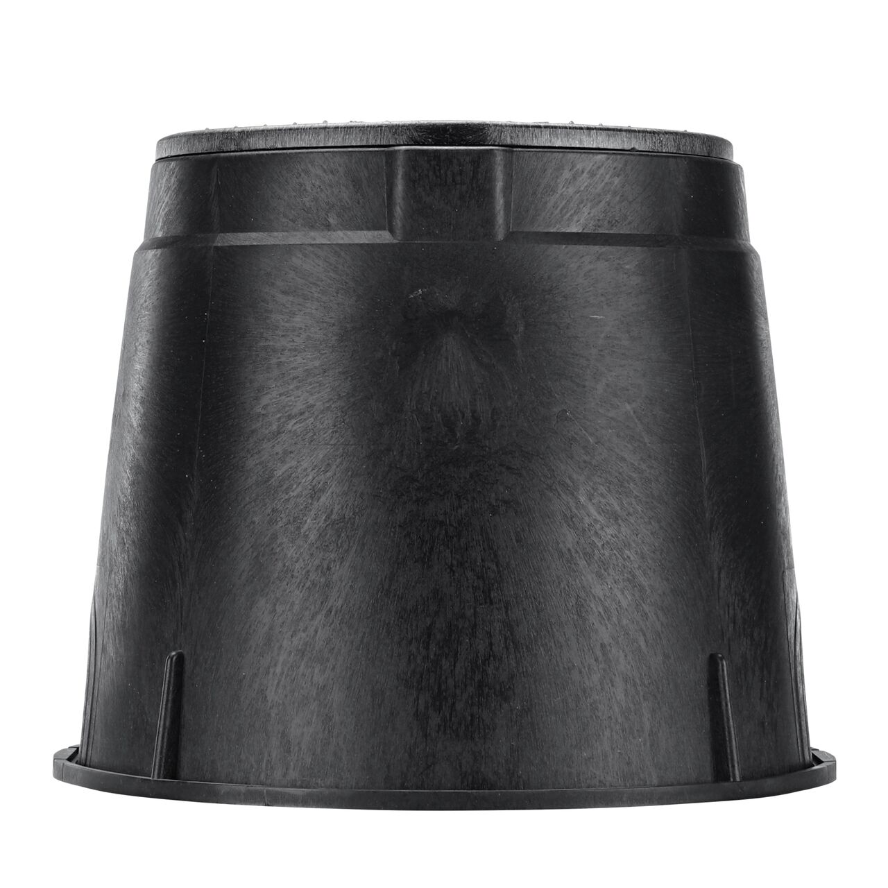 Side view of the longer length side of the NDS 10 in. Round Standard Series Valve Box & Water Cover (NDS 111BCW) which is engineered for superior strength with structural reinforcing ribs