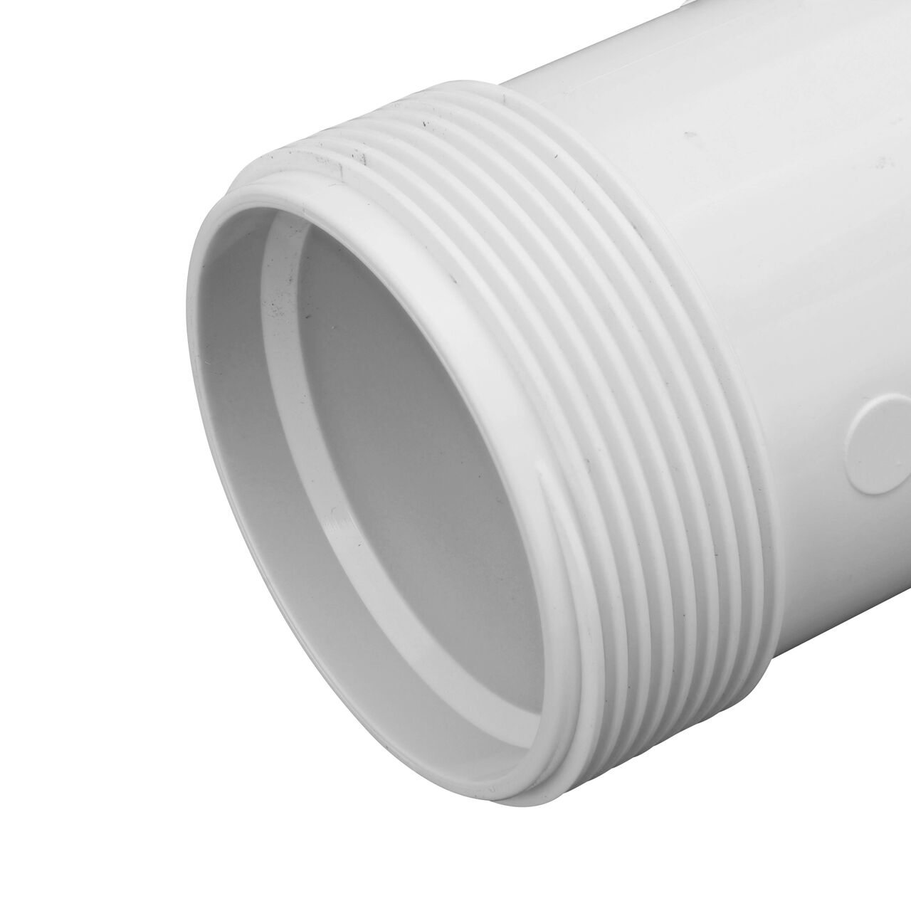 Closeup view of the NDS IPS UC Compression Coupling showing the end with the adjustable nut removed and once installed provides a leak resistant connection (NDS CPC-1500)