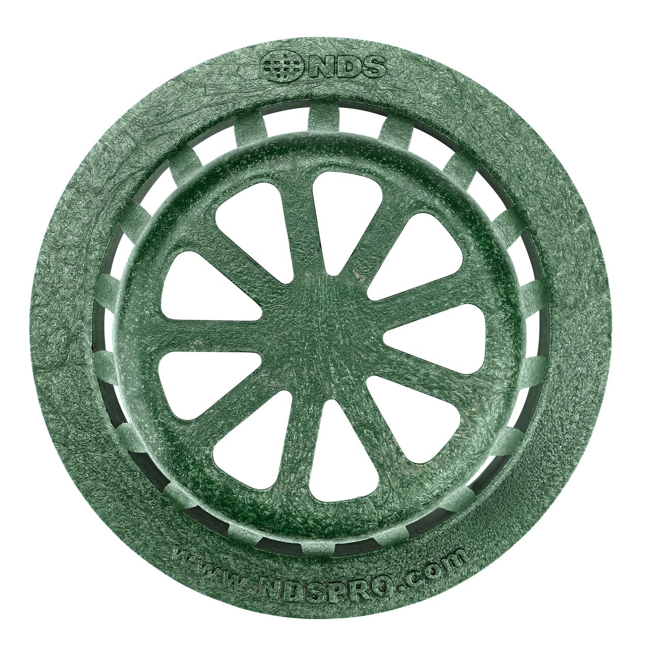 Top Down view of the NDS Green Plastic 4 in. Atrum Grate (NDS 75)