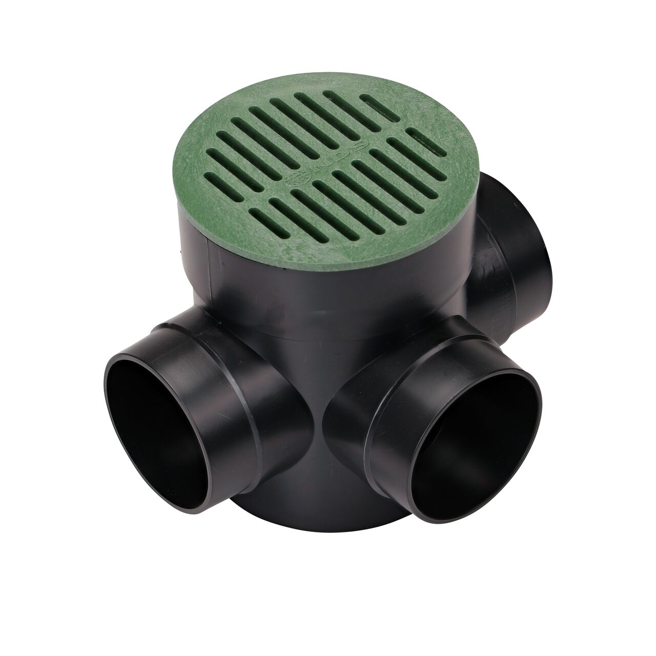 NDS 6 in. Green Round Drain Grate sits on top of the NDS 6 in. Round Spee-D Catch Basin Drain (NDS 300, NDS 50)