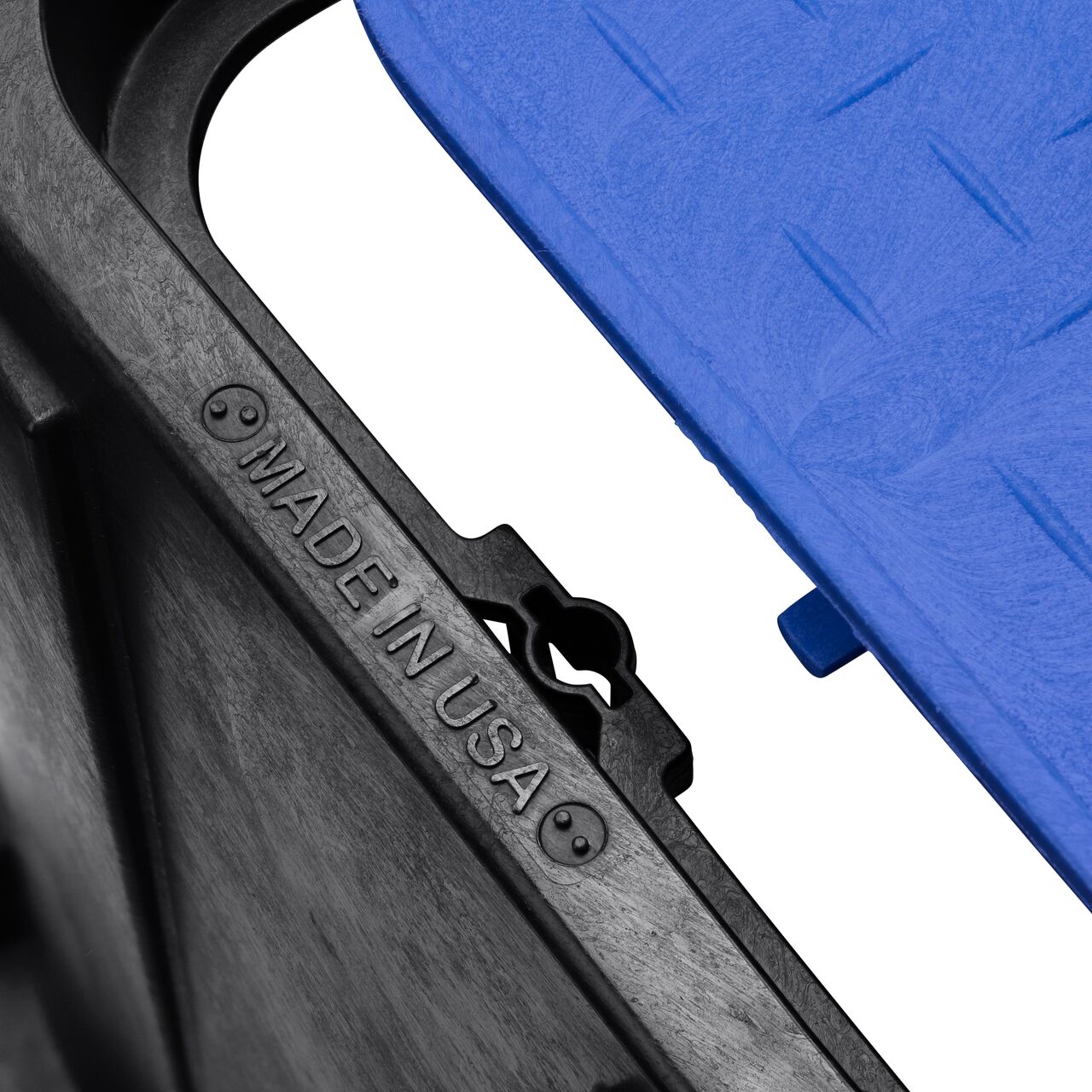 Align the bolt hole on the lid with the universal locking mechanism hole from the NDS 14 X 19 in. Rectangular Standard Series Black Meter Box and Blue Water Meter Cover (NDS D12AMR-OLLOCTRBLU) for a secure fit