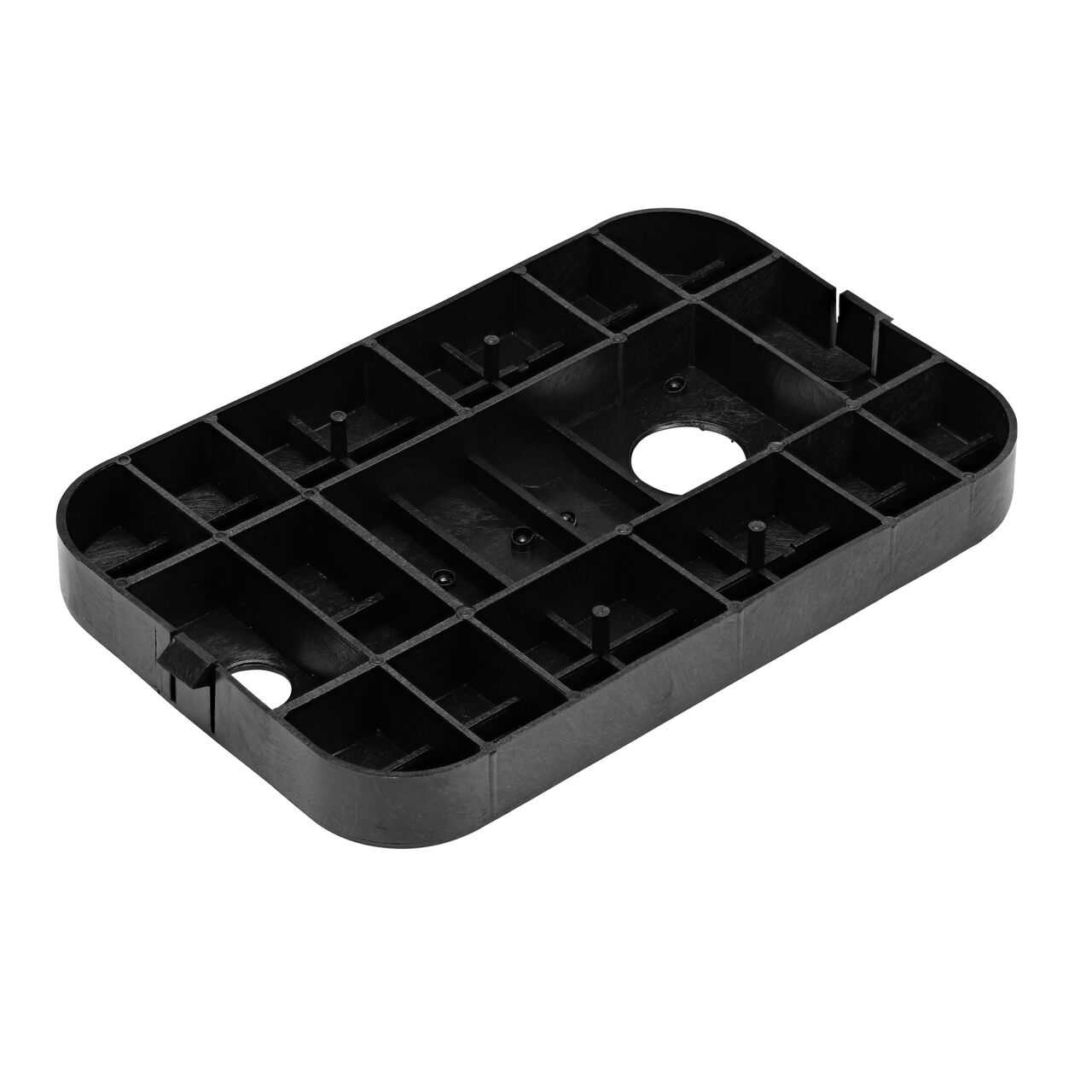 Bottom view of the reinforced ribs on the NDS 14 in. X 19 in. Black Water Meter Drop-in Cover (NDS D1200-DISBL) that fits the NDS 14 in. X 19 in. Standard Series Meter Box