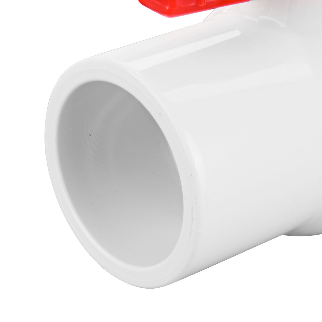 Closeup of the NDS CTS Ball Valve showing the stem that is made of durable CPVC material (NDS C1310-12)