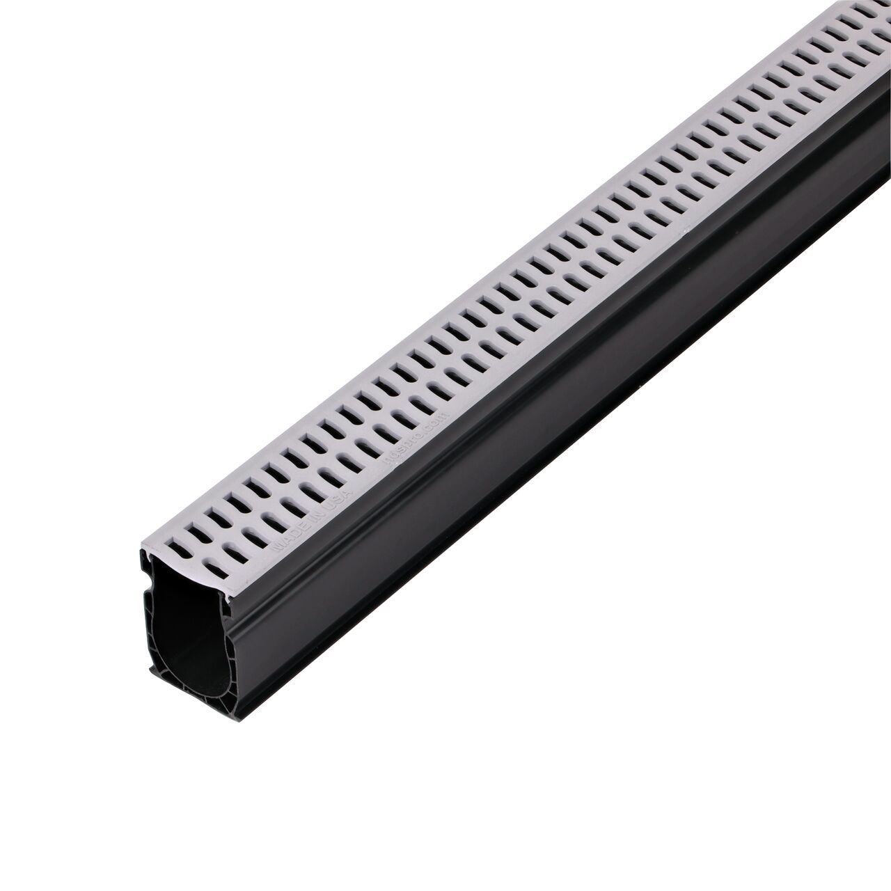 Gray Slim Channel™ Assembly, 2-1/4 in. wide X 9 ft. long with Channel and Gray Grates (NDS 9209GRAY) for pool and spa decks, concrete and paver patios, and walkways