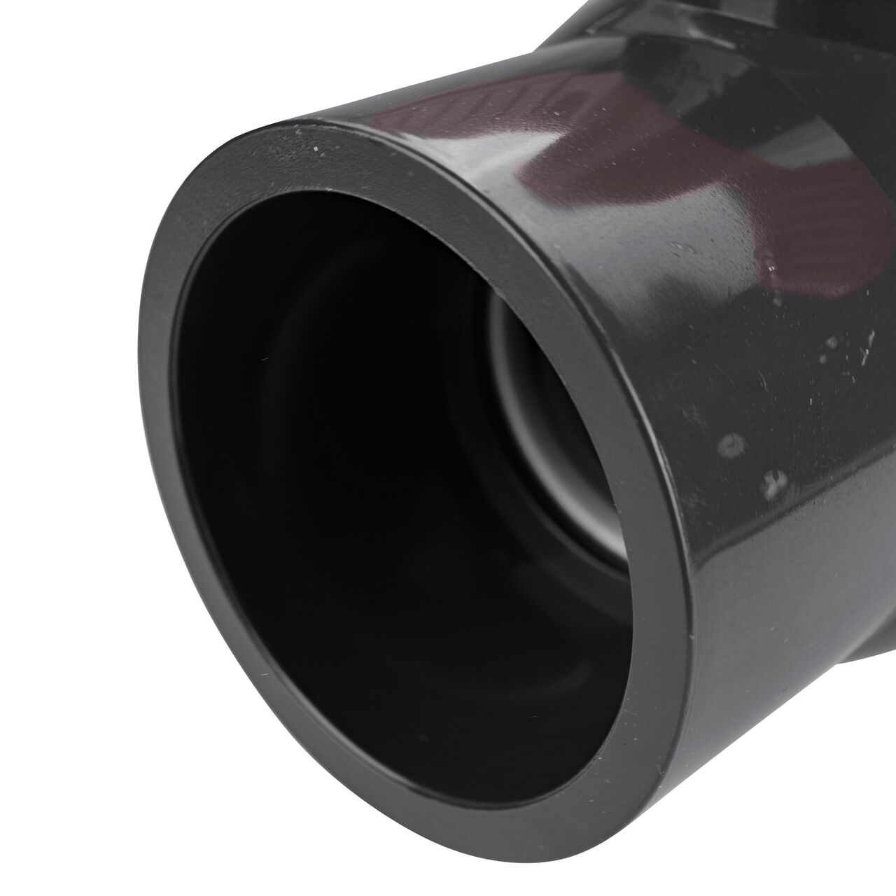 Closeup of the NDS IPS Ball Valve showing the stem that is made of durable PVC material (NDS E1610-20)