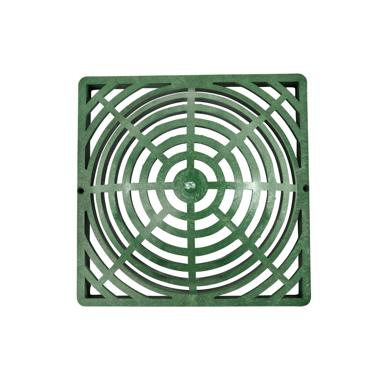 Alternate top down view of NDS 9 in. Square Atrium Catch Basin Drain Grate, Green Plastic (NDS 991)
