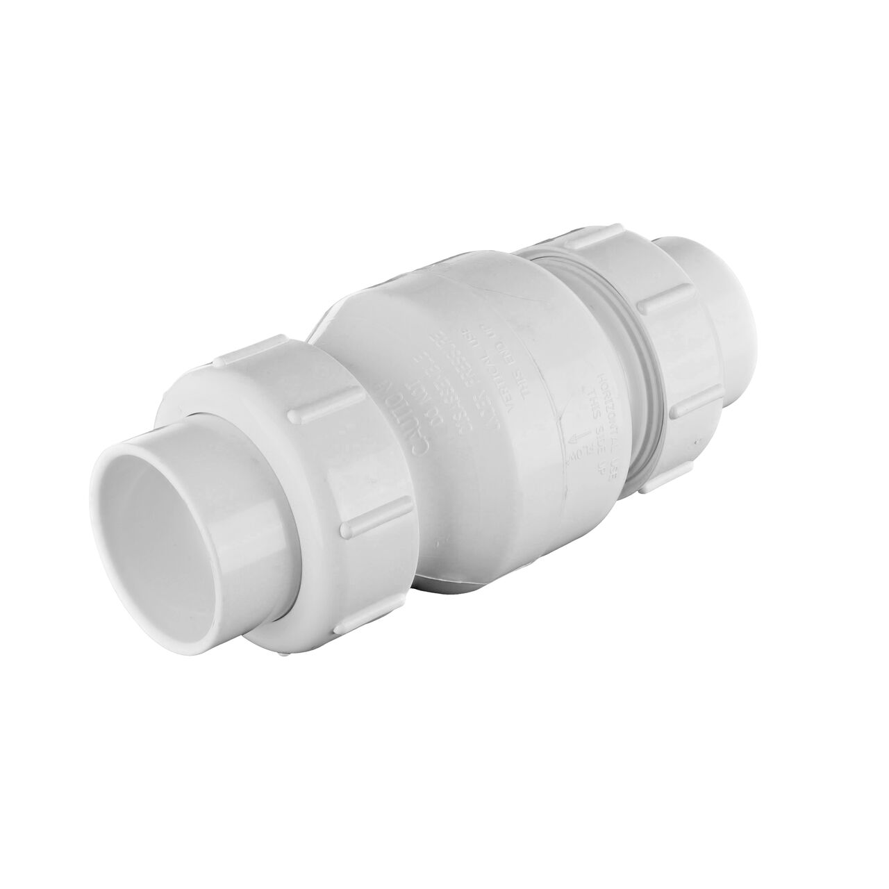 NDS White 2 in. union end by union end PVC True Union Swing Check Valve (NDS 1720-20) conveys water one-way through pipe and prevents backflow