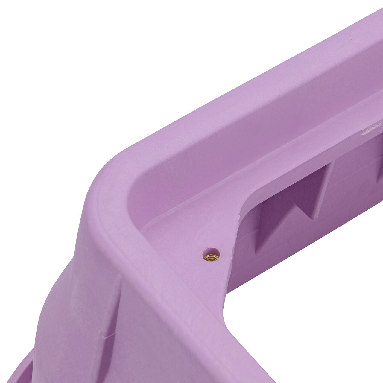 Closeup view of the bolt hole on the Purple NDS 13 in. X 24 in. Rectangular Pro-Spec® Series Valve Box (NDS 322PBCBR) for securing valve lid or cover to the valve box