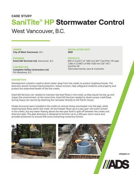 SaniTite HP Stormwater Control