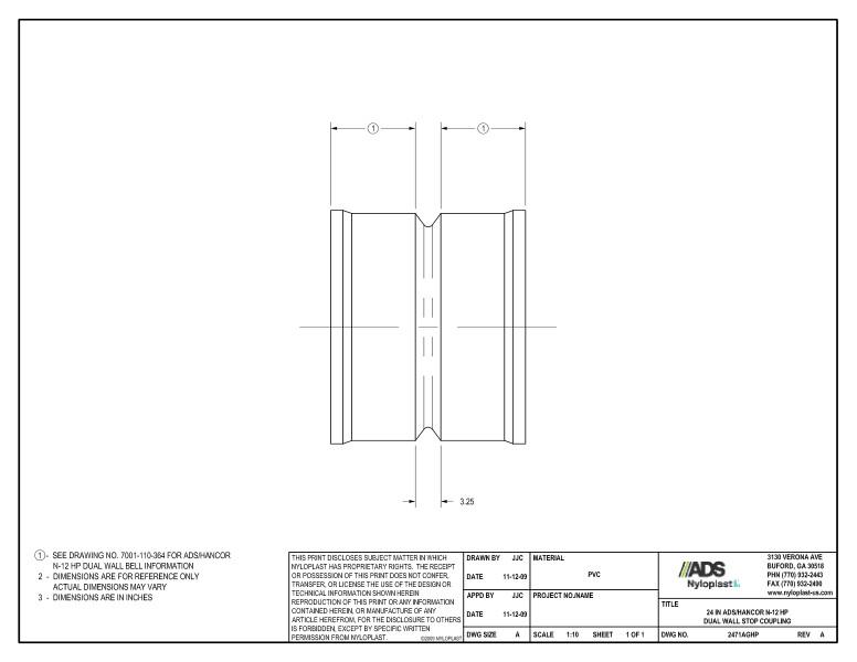24" HP Stop Coupling Nyloplast Detail