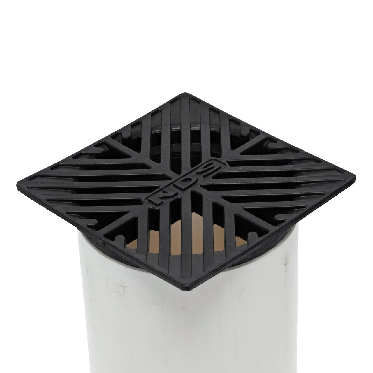 NDS 5 in. Square Grate installed on 4 in. Sewer and Drain Pipe (NDS 8*, NDS 8)