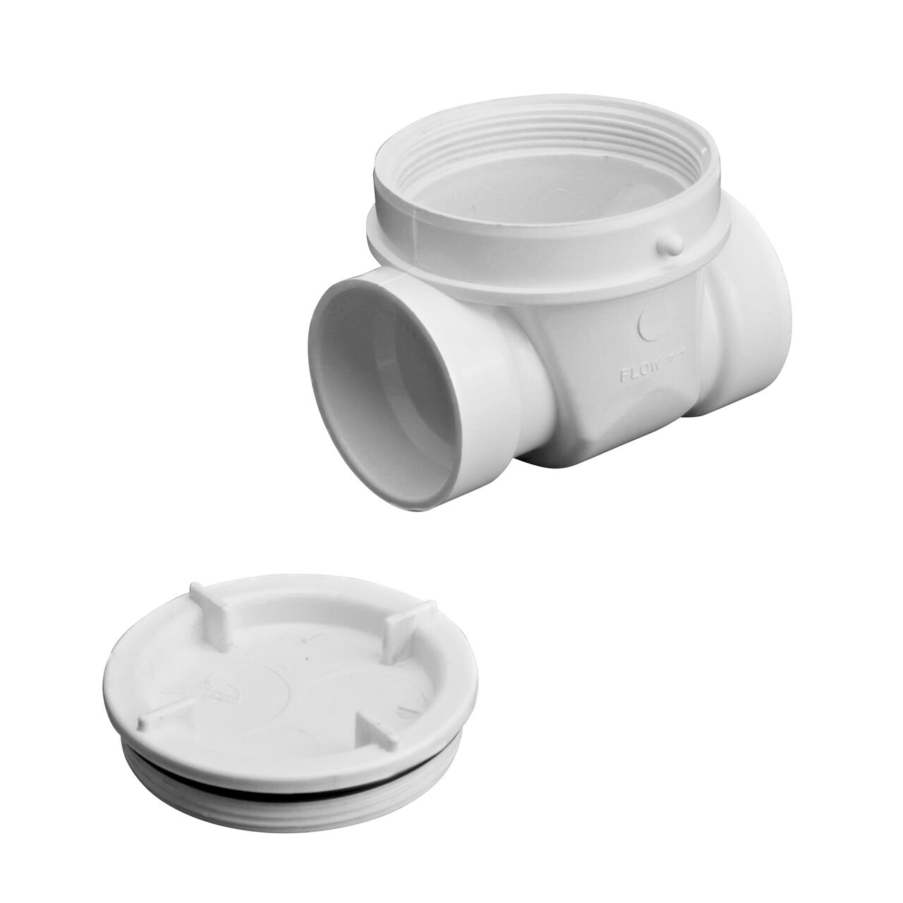 The top detachable threaded access cap with neoprene gasket provides a positive seal on the NDS White 2 in. PVC Backwater Valve (NDS 275P)