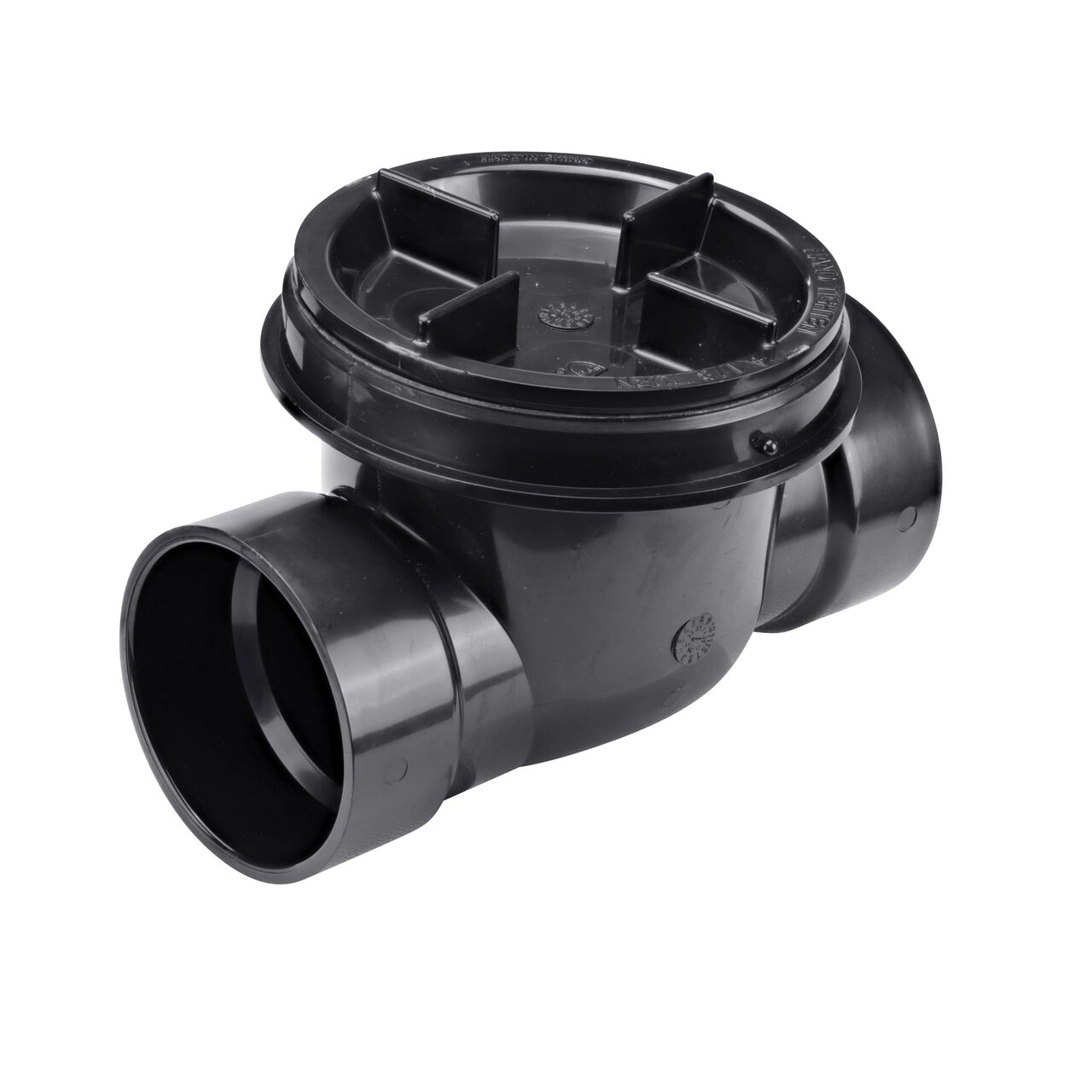 The outlet end on the NDS Black 4 in. ABS Backwater Valve (NDS 475)