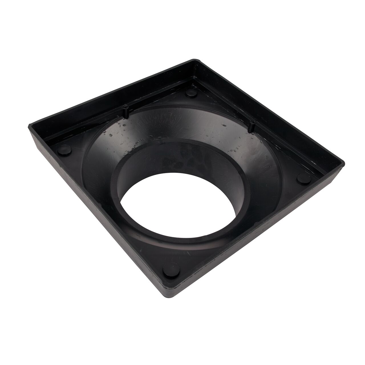 Top down and inside view of the NDS 12 in. Square Low-Profile Adapter (NDS 1221, NDS 1222) which fits 8 in. Drain Pipe